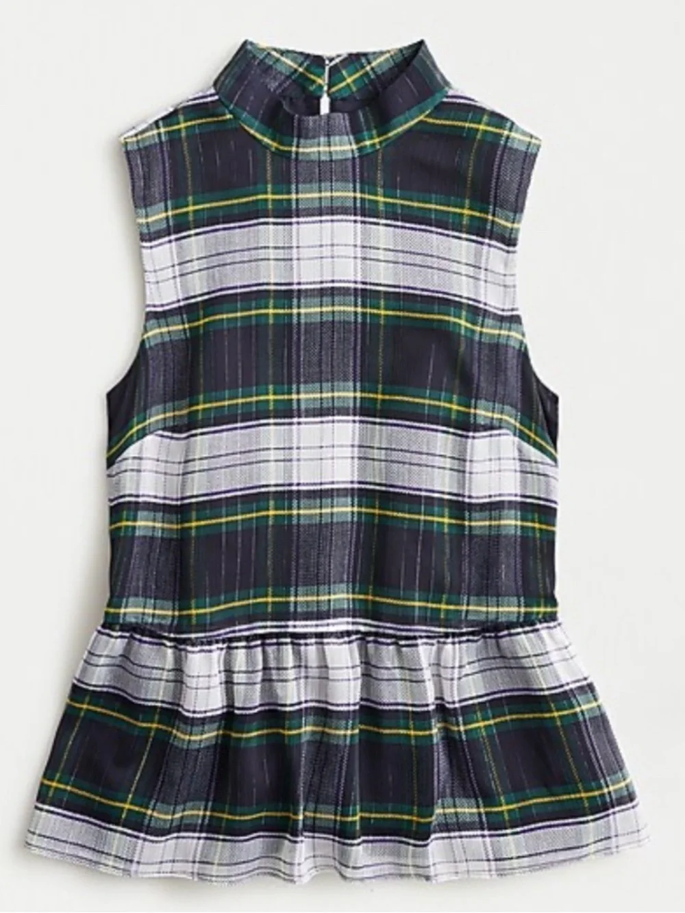 J Crew Sleeveless Peplum Top in Gilded Highland Tartan Plaid